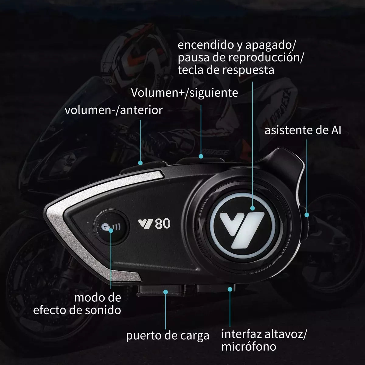 Auriculares para Casco de Moto Bluetooth 5.3 con Micrófono, Reducción de Ruido CVC & DSP, Impermeable IPX67