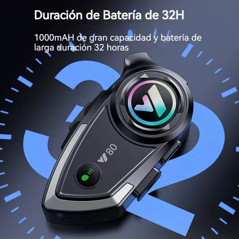 Auriculares para Casco de Moto Bluetooth 5.3 con Micrófono, Reducción de Ruido CVC & DSP, Impermeable IPX67